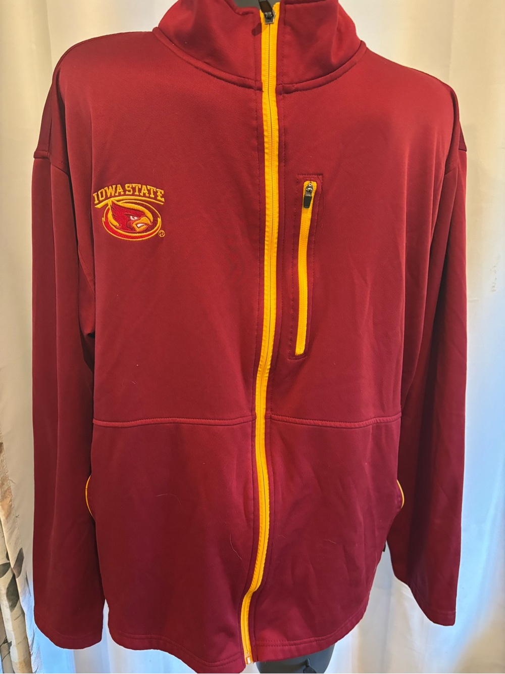 Iowa State Cardinal & Gold Embroidered Crewneck zip up track jacket